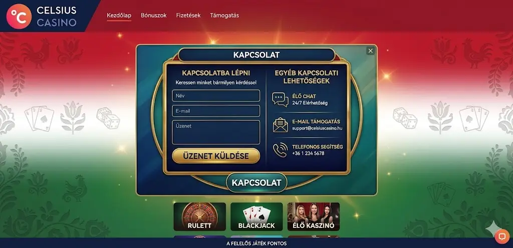 Celsius Casino ügyfélszolgálat és kapcsolat