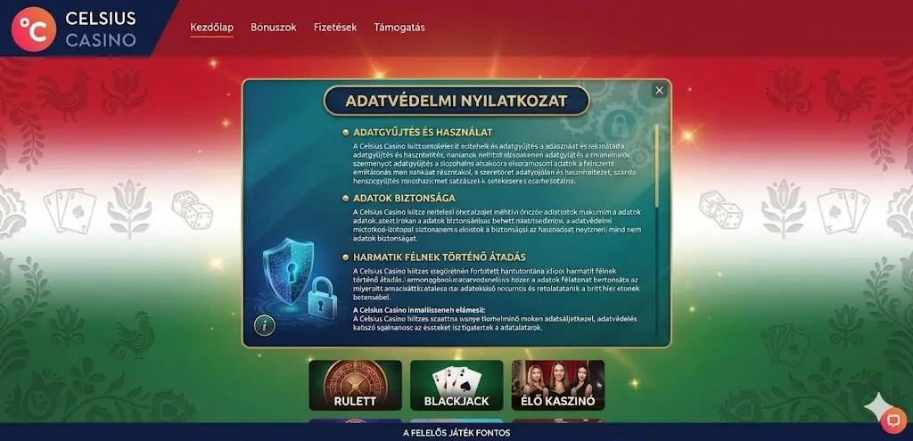 Celsius Casino adatvédelmi irányelvek – adatbiztonság és titkosítás