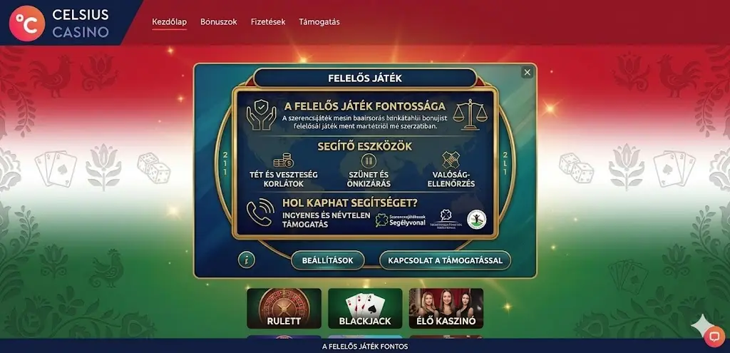 Celsius Casino felelős játék – fogadási határok és önkizárás